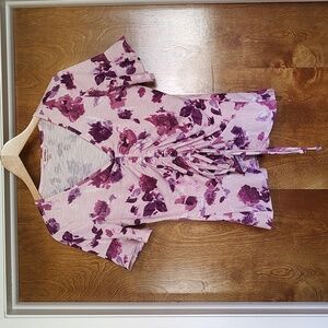 Vintage Juicy Couture Top drawstring center purple and pink floral